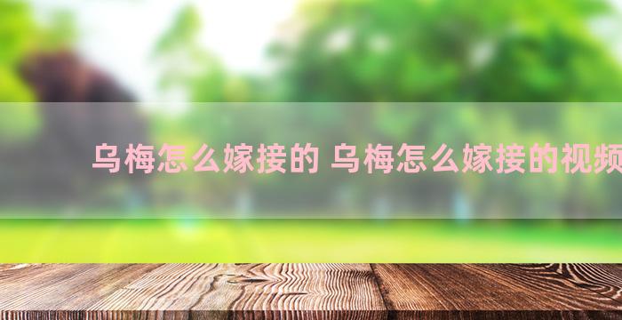 乌梅怎么嫁接的 乌梅怎么嫁接的视频教程